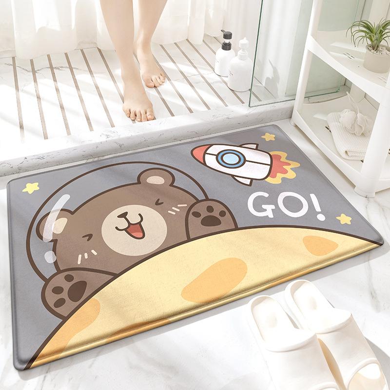 Cartoon Animal Bath Mat Diatom Mud Carpets Non Slip Shower Room Entrance Floor Foot Mats Home Toilet Kitchen Indoor Decor Rug