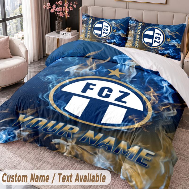 FC Zürich Printed Bedding Set Custom Name Text 1 Duvet Cover 2 Pillowcases For Bedroom