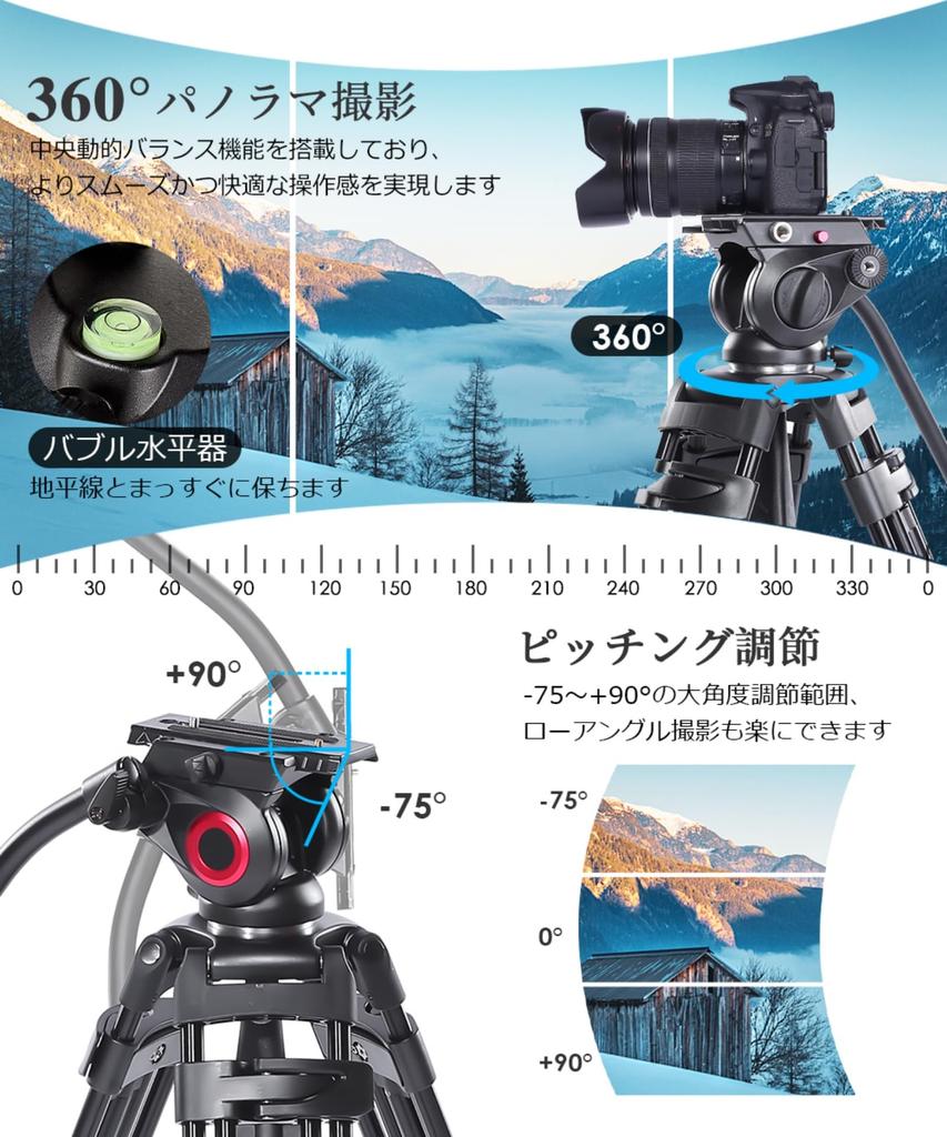 Miliboo Mtt601a Basic Version Camera Tripod with Fluid Maximum Load Height Aluminum Tripod for DSLR Cameras and Camcorders Video Live 360° Head, 10kg,