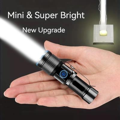 Zoom Белый луч света дальнего действия Мини-фонарик Type-C Usb перезаряжаемый портативный карманный фонарик для дома и улицы 16340 батарея