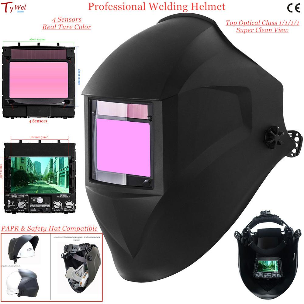 Welding Mask Top Size 100x73mm Top Optical Class 1111 4 Sensors CE EN379 Welding Helmet