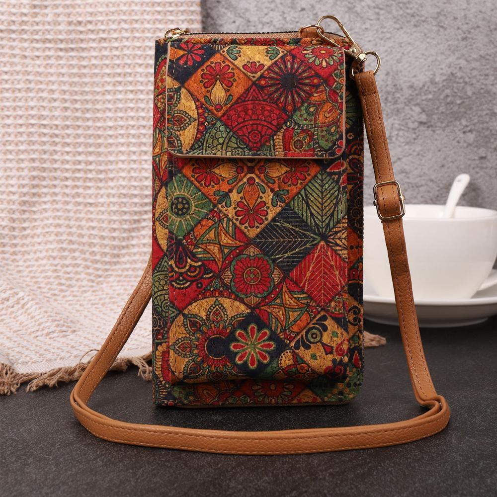 Retro Bohemian Style Wallet Flap Crossbody Bags Women Mini PU Leather Shoulder Purses and Handbags for Girls Ladies Phone Flower Designer Bag