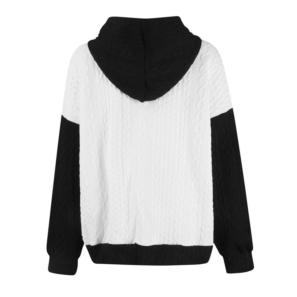 Women's Patchwork Fashion Comfortable Casual Hooded Long Sleeve Sweatshirt