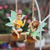 2 Pieces Garden Boy Girl Fairy Hanging Decor Collection Decorative, Resin Ornament,