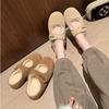Cute Velcro Warm Half Drag Ugly Cute Wool Mary Jane Mao Mao Single Shoes Autumn and Winter