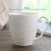 Европейская белая фарфоровая кофейная кружка с тиснением розы, костяной фарфор, винтажная кружка для завтрака, молока, офисная чашка для чая, посуда для напитков