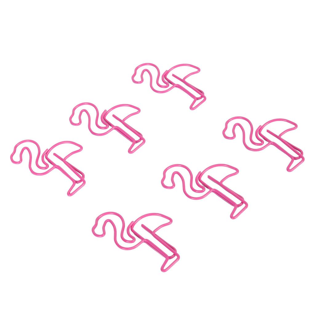 100pcs Paper Clips Prevent Slip Cute Flamingo Shaped Small Bookmark Paperclips for Paper Document Pink