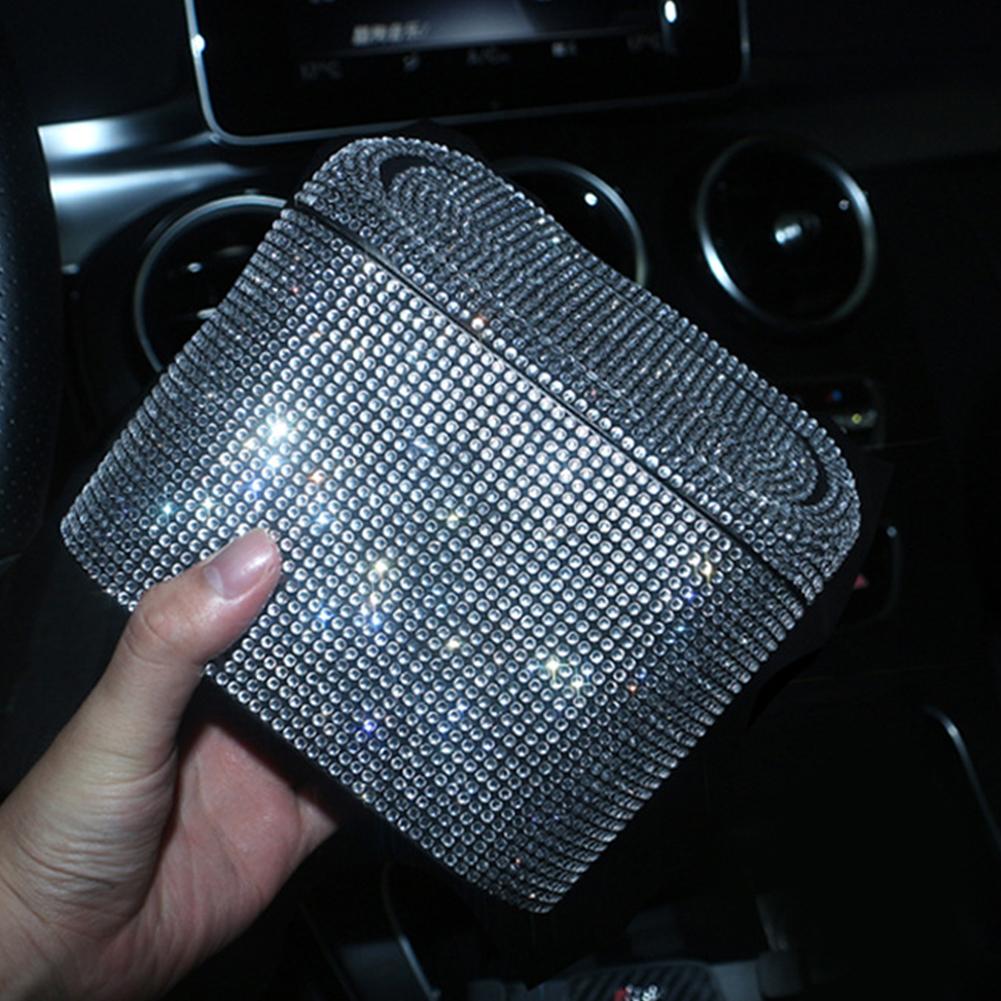 Алмазный кристалл, автомобильный мусорный бак с крышкой, герметичный мини-корзина для мусора, блестящий мусорный ящик, органайзер, контейнер