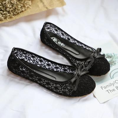 Модные женские балетки с бантом, женские модные слипоны с вырезами, плоские женские туфли, милые полые повседневные туфли, дышащие балетки