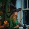 Women Halloween Witch Hat Foldable Adult Black Satin Wizard Hat Halloween Party Costume for Cosplay Carnivals Masquerades