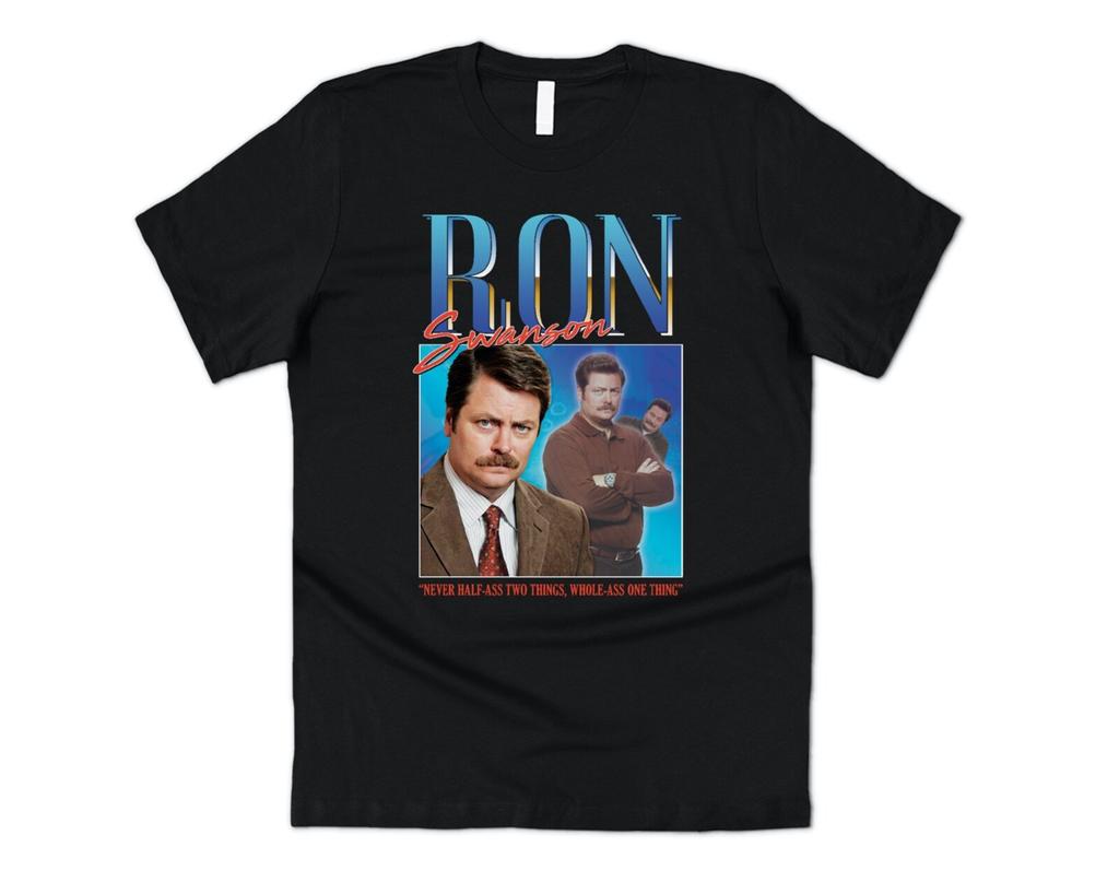 Ron Swanson Homage T-shirt Tee Funny Parks and Rec Vintage Retro 90's