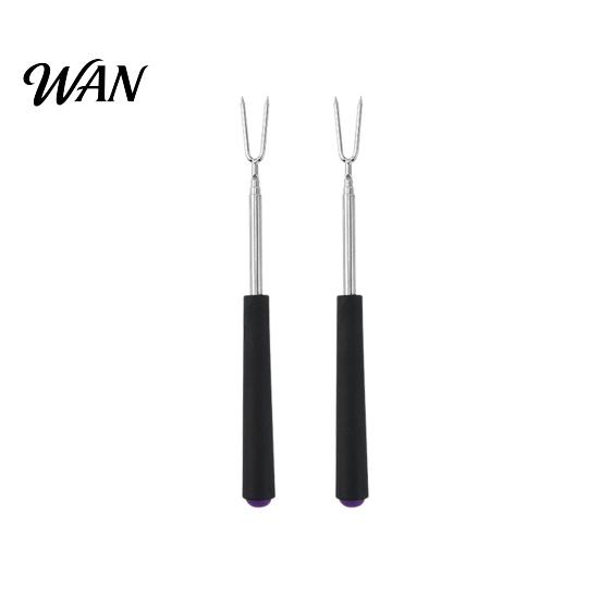 Food-grade Stainless Steel Fork 2Pcs Retractable BBQ with V-Shaped Prongs Non-Slip Handle Rust-resistant Grilling Portable Outdoor Cooking Tool