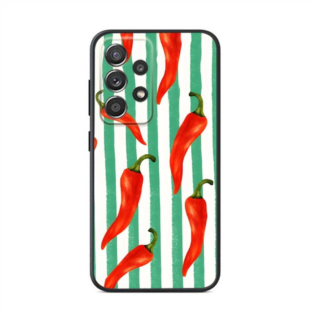 Spicy Red Chili Peppers Phone Case For Samsung S24,21,22,23,30,Ultra,20,Plus,Note,10,9,Black soft silicone case