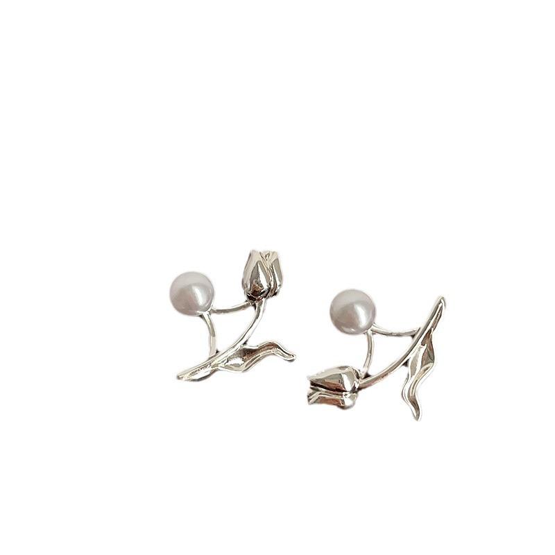Серьги-гвоздики Mori Sweet Tulip Pearl, женские, легкие, роскошные, ретро, элегантные, индивидуальные, модные, универсальные, темпераментные серьги