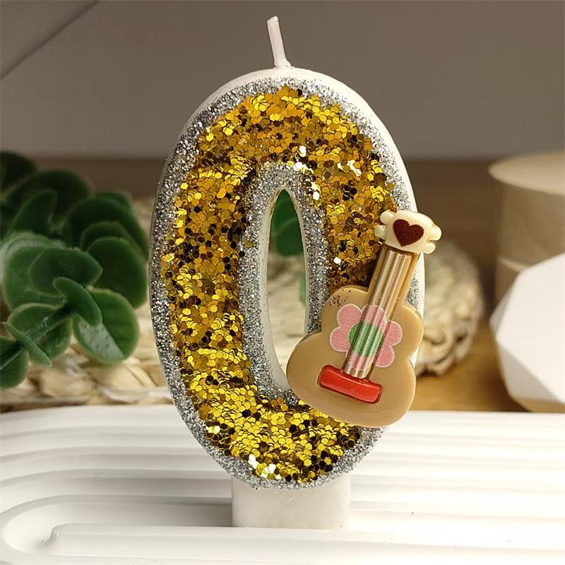 Creative Styling Design Cool Guitar Digital Candle Color Bright Birthday Cake Candle Decoration