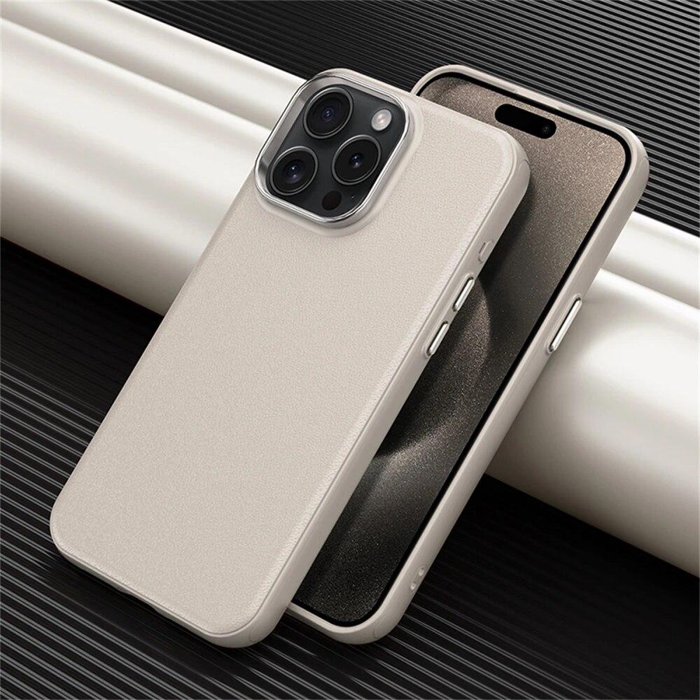 Чехол для телефона Magsafe из искусственной кожи в деловом стиле для IPhone 14 12 13 15 Pro Max, защита объектива камеры, противоударный бампер, задняя крышка