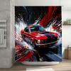 Шторка для душа Speed Passion Red Mustang для ванной - Дизайн винтажного автомобиля с динамичным эффектом брызг Водонепроницаемая Прочная