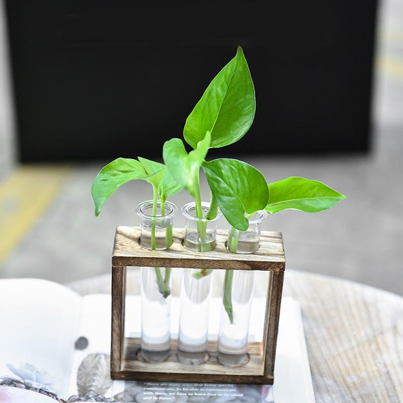 1 шт. Пробирки для рассады, современная стеклянная ваза, стеклянная водная станция для выращивания растений, гидропонная минималистская деревянная рамка