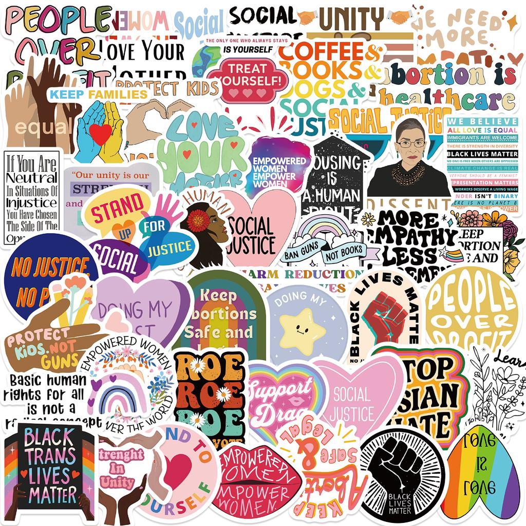 50 Social Justice Graffiti Stickers Decorate Guitar Laptop Suitcase DIY Waterproof Stickers