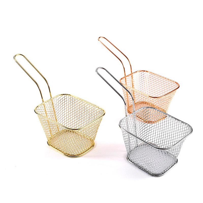 Stainless Steel French Fry Frying Basket with Oil Separator and Draining Rack