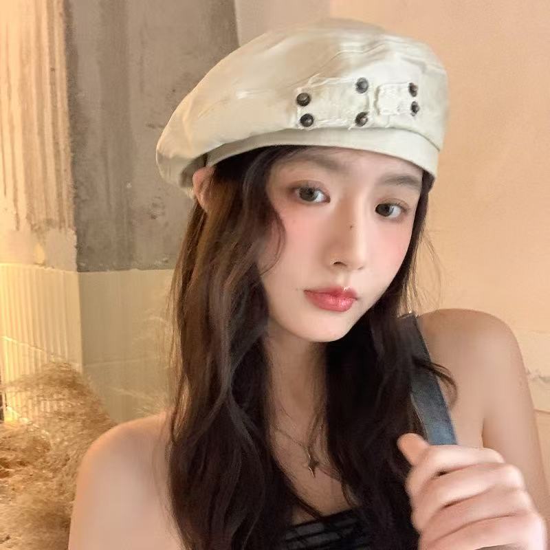 Женский берет из выбеленного денима, новый весенне-летний 2025, ретро, литературный и универсальный, подчеркивающий индивидуальность, шляпа маленького художника