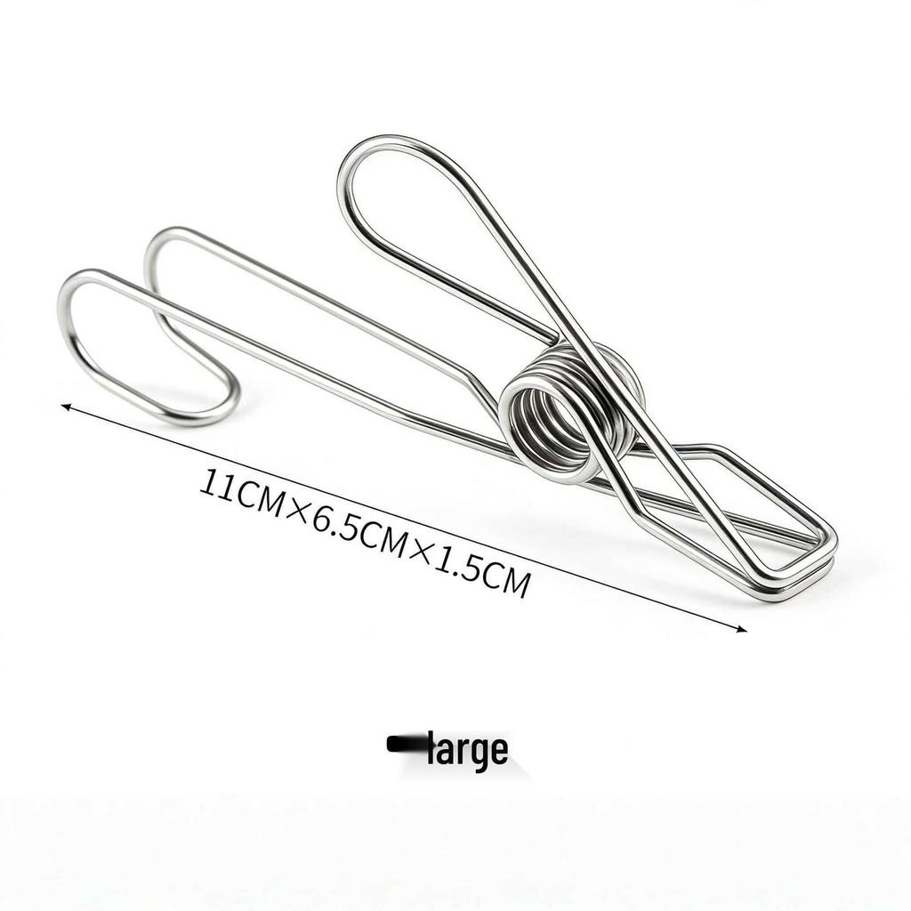Зажим из нержавеющей стали с крючком для кухни, ванной комнаты или бельевой веревки - Ветрозащитная и прочная прищепка