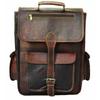 Brown Genuine Classic Goat Leather Men's Travel College Laptop Satchel Backpack