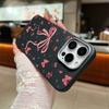 For iPhone 16 15 Pro Max 14 Pro 13 12 11 Case Bowknot Floral Print Slim TPU Leather Texture Soft Matte Shockproof Phone Cover