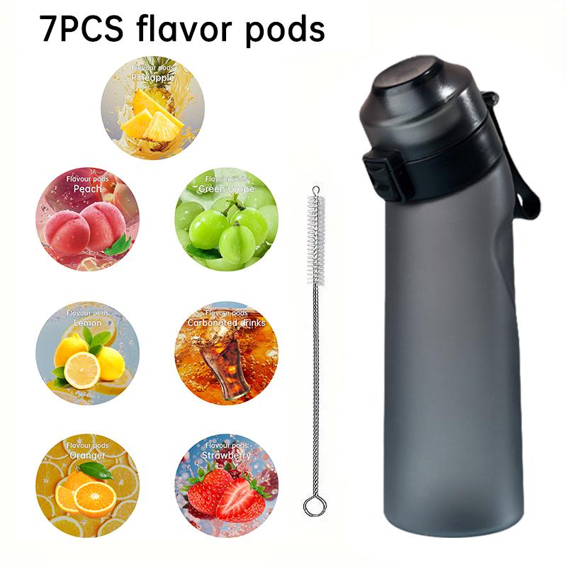 LUSQI 650ml Water Bottle Frosted Gradient High Appearance General Anti-fallv With 7 Flavor Rings And 1 Straw-Brush For Outdoor