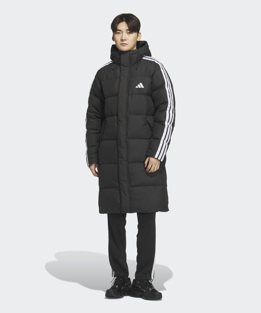 Adidas 3-Stripe Regular Fit Long Down Padded Jacket - Black / Jz8731