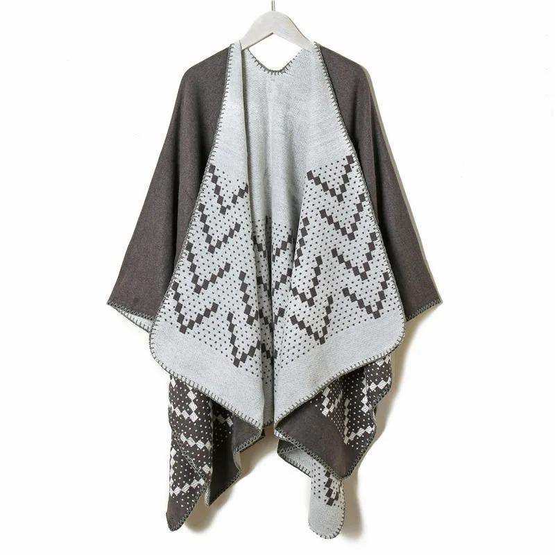 21 Style Big Pendulum Cloak With Hat Arabic Poncho Women Leopard Pocket Shawl Cape Knitted Middle East Split Thick Warm Blanket