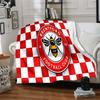 Brent-ford Football Club Crest Flannel Blanket, Soft Polyester, Modern Design, All-Season for Camping, Travel, Gifts for holidays or birthdays