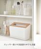 Yamazaki Tabletop Trash Can with Slim and Can Be Used 5231 Lid, Natural, Approx. W22XD9XH15.5cm, Rin, Anywhere,