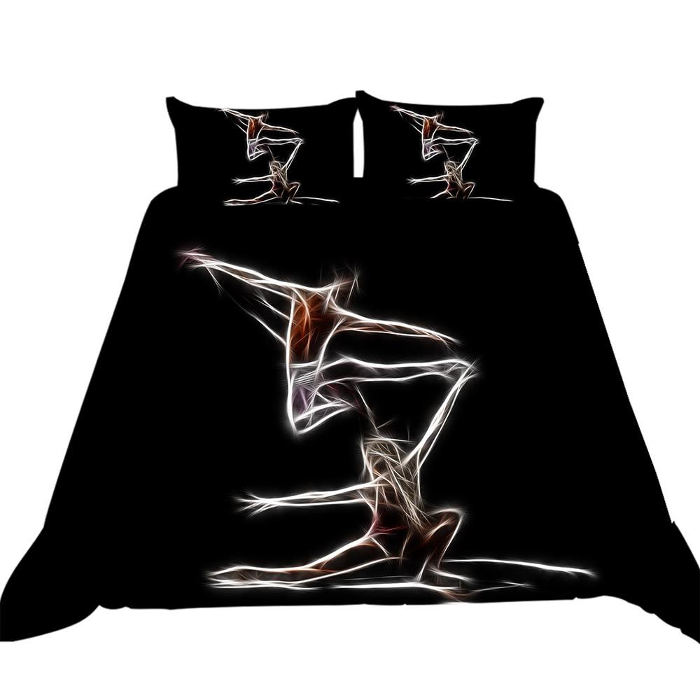 Роскошный домашний комплект постельного белья с 3D танцевальным узором, полноразмерное пододеяльник и наволочка, моющееся удобное постельное белье для спальни с принтом теней для танца