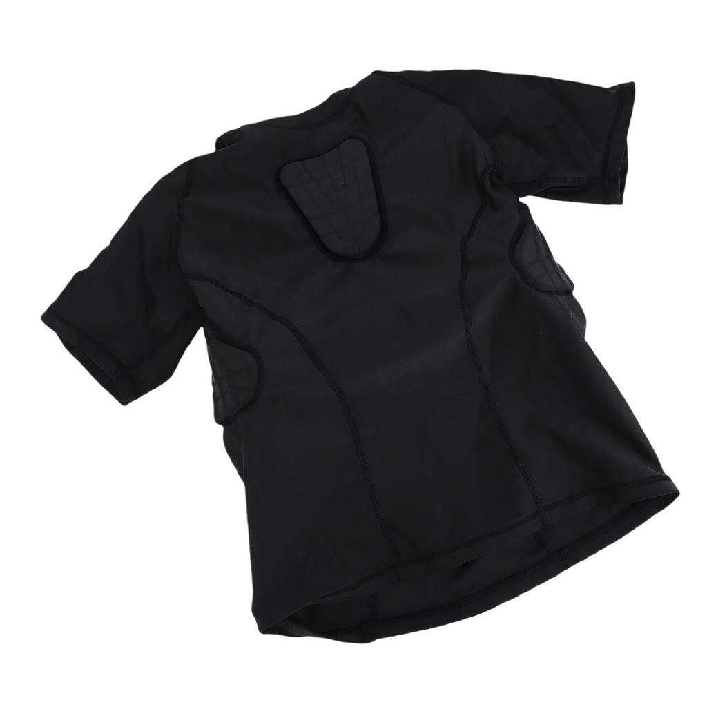 Подростковая компрессионная рубашка с мягкой защитой, с коротким рукавом, защитная рубашка, защита ребер и груди, футбольная рубашка, защита