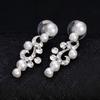 Fashion Alloy Rhinestone Faux Pearl Necklace Earrings Women Bride Jewelry Set