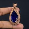 Кулон с синим сапфиром, Кулон с драгоценным камнем ручной работы, Кулон, обернутый медной проволокой 999 пробы, Антикварное украшение, Для подарка на помолвку