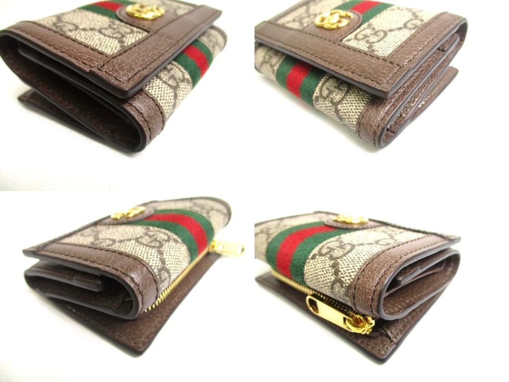 Authentic GUCCI Beige Leather Ophidia GG Trifold Wallet Compact Wallet #a470  Refurbished