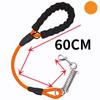 Dog Leash Short Dogs Leashes Stainless Steel Spring Dogs Chain Nylon Reflective Leash for Big Dog Walking 60cm Rope Pet Supplies