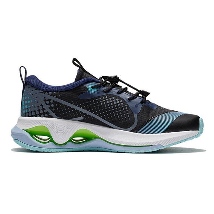 Li Ning Comfortable Versatile Non-Slip Shock Absorbing Durable Rebound Low-Top Running Shoes Kids Sneakers Black Blue YKFS002-5