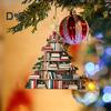 Подвеска на рождественскую елку, акриловая форма дерева, книга, огурец, украшение на рождественскую елку, подвесное украшение для внутреннего и наружного зимнего декора