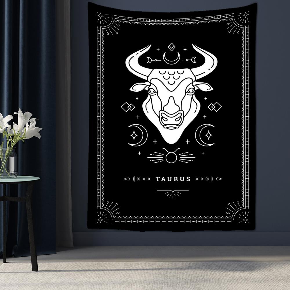 Черно-белый гобелен созвездия Таро, настенный Гобелен, научная фантастика, психоделическая магия, богемный хиппи, домашний декор