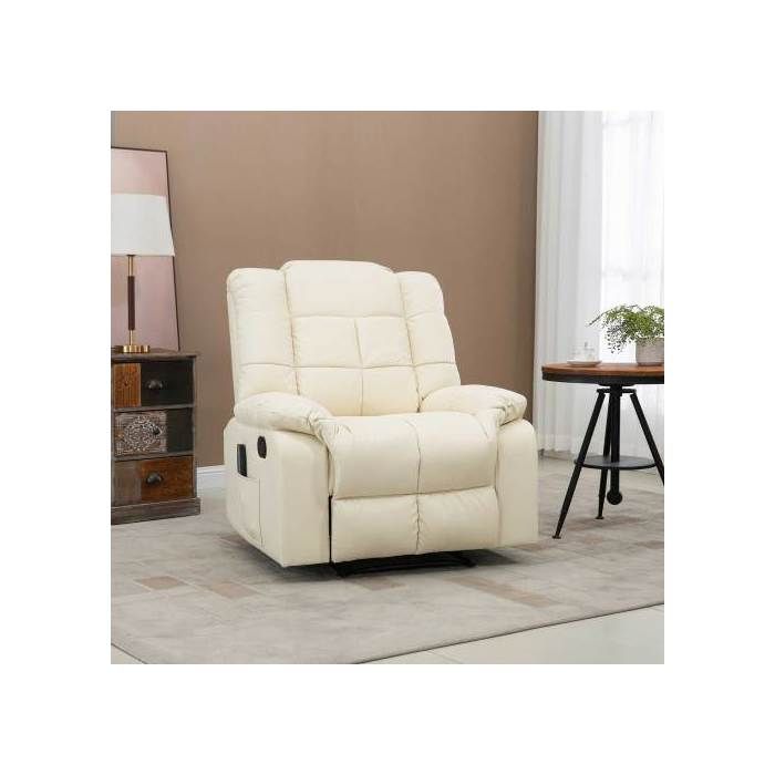 Fauteuil de massage - HOMCOM - Blanc crème - 8 points de massage - Inclinaison 165° - Télécommande incluse