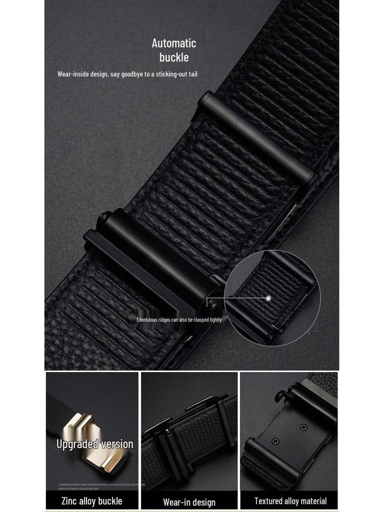 Eck Kangaroo Men's Toothless Automatic Buckle Crocodile Pattern Formal Belt