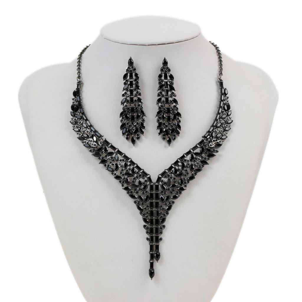 Роскошный ювелирный набор с бриллиантами для вечернего платья: Высококлассные серьги с кисточками и ожерелье для свадеб
