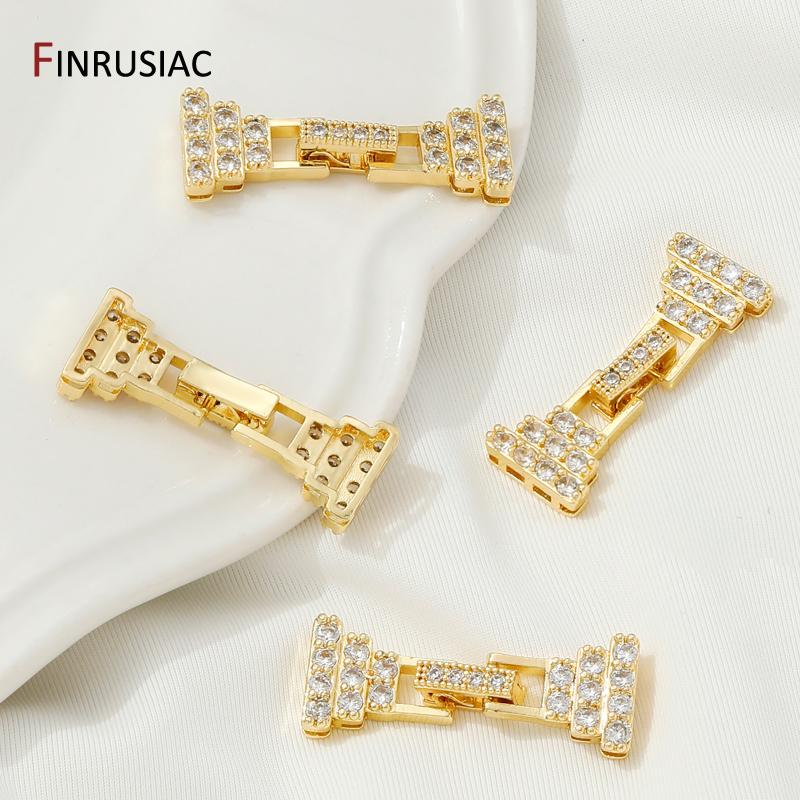 Застежки-коннекторы из латуни с покрытием 14K золотом, в форме пирамиды с жемчугом, застежка-фиксатор с инкрустацией цирконами, для изготовления ювелирных изделий своими руками