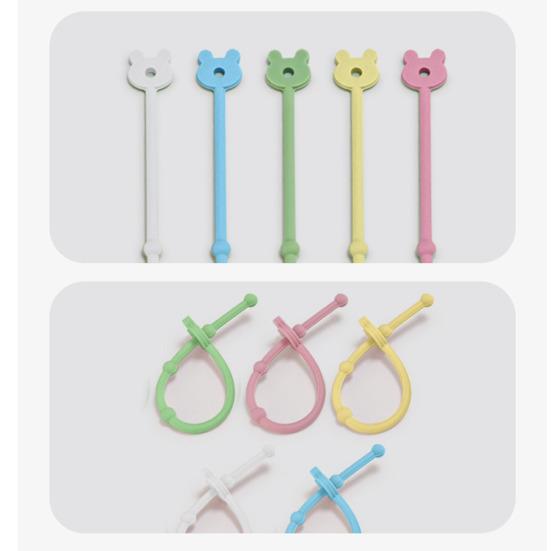 Silicone Cable Ties Reusable Bear Shaped Bag Sealing Zip Tie Multi-Purpose Twist Tie for Food Storage Wire Management