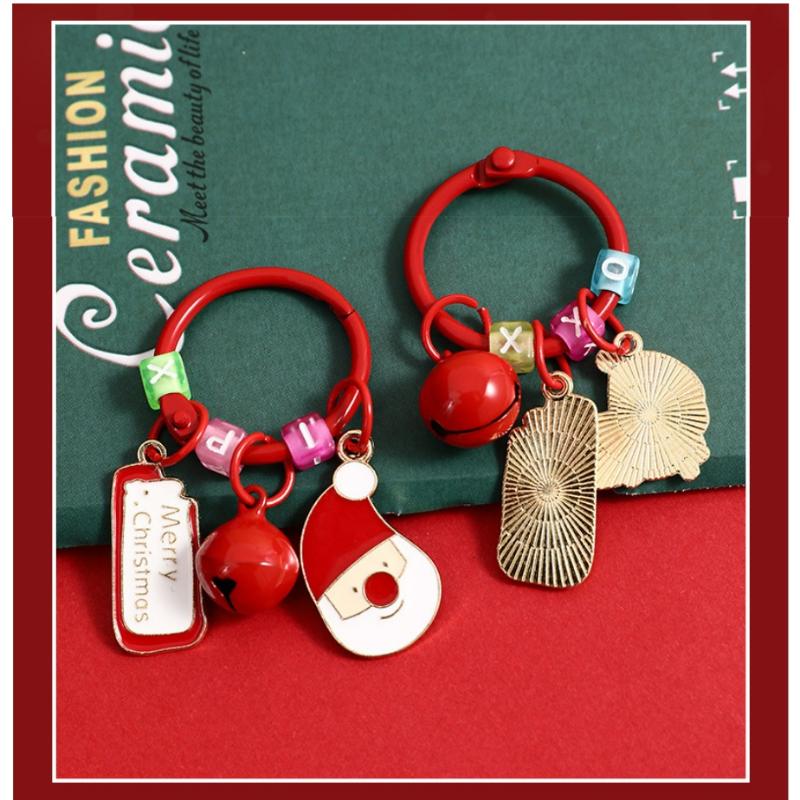 Подвеска для сумки Мультяшная Рождественская бирка Подвеска Рождественская елка Рождество Санта Клаус Брелок Креативный Рождественский венок Олень Брелок для ключей Девочки