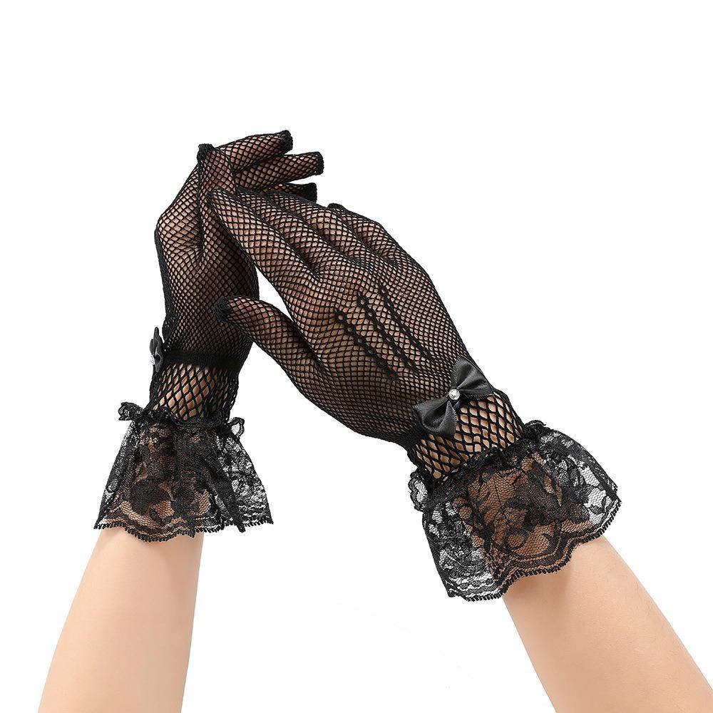 Сетчатые перчатки невесты Эластичные перчатки для сценических выступлений Новые варежки Женские