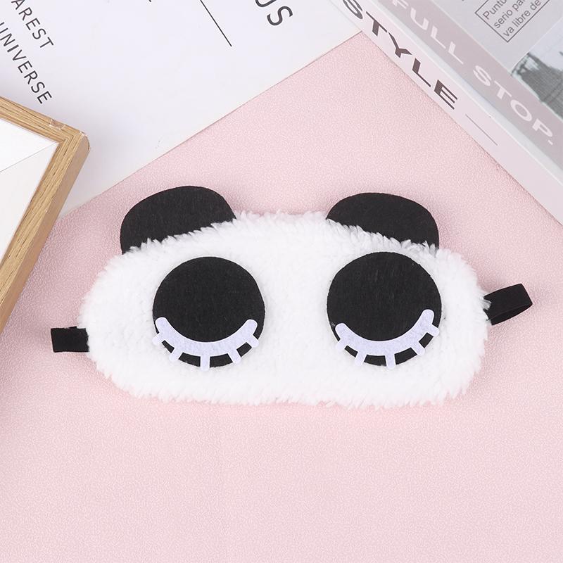 Cute Design Accessories Plush Panda Face Eye Mask Travel Sleeping Soft Eyeshade Portable Sleeping Cover
